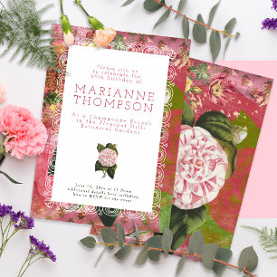 Cartão De Visita Quadrado Quadrado chique floral da camélia elegante do