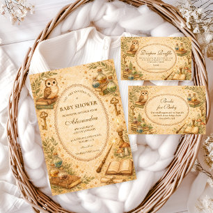 Convite Chá de Bebê Mágico da Feiticeira Vintage