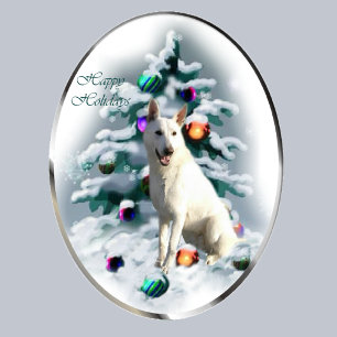 Cartão De Festividades Natal do German shepherd Branco