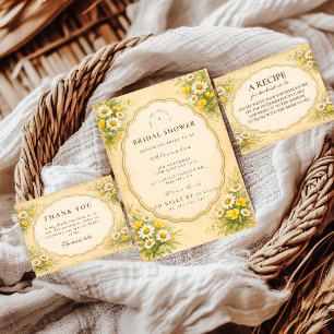 Convite Chá de Bebê de Margaridas Silvestres Vintage