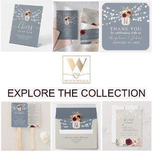 Convite Dusty Blue String Lights Floral Casamento QR Code