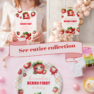 Convite Foto: Strawberry Berry Primeiro Aniversário