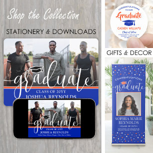 Anúncio Graduação de Fotos em Laranja e Azul 4 com Script 