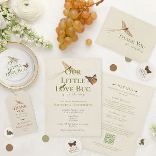 Convite Código QR neutro para gêneros Chá de fraldas de In