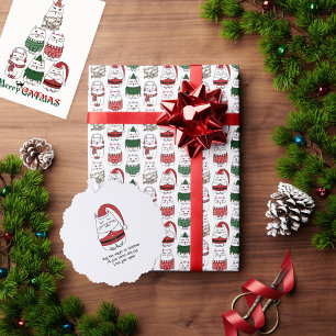 Poster Feliz Catmas Engraçado Árvore de Natal