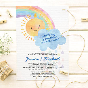 Convite Watercolor Sunshine e Rainbow Birday
