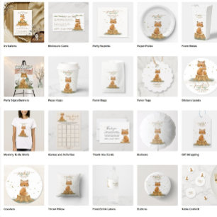 Cartão De Informações Chá de fraldas Fox Nova Mamãe Obrigado