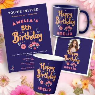 Convite Aniversário de Menina com Flores e Letreirismo Fof
