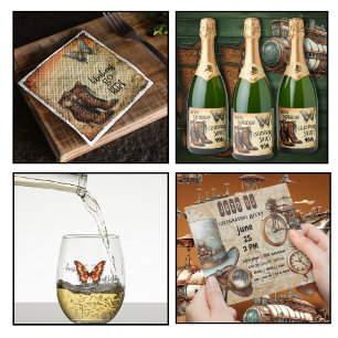 Convite Steampunk com a Celebração de Óculos de Mapas Blim