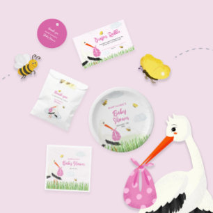 Convite Rustic Stored with Bee & Butterfly Girl Chá de fra