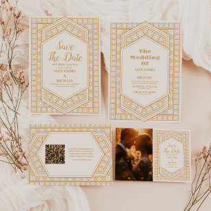 Reserve A Data Foto Elegante Arte Geométrica Casamento