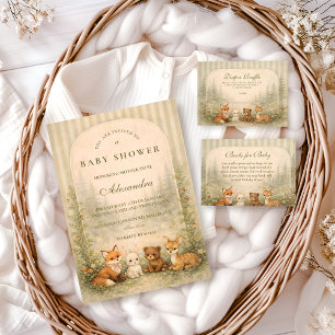 Convite Chá de Bebê Animais da Floresta Rústica