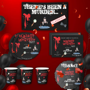 Adesivo Quadrado Mistério de Assassinato Elegante Negro Festa de an