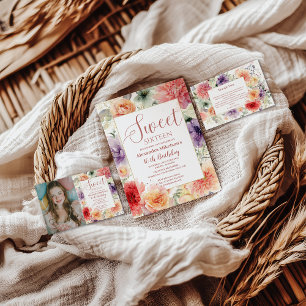 Convite Doze Anos de Flor Silvestre Pastel Vintage