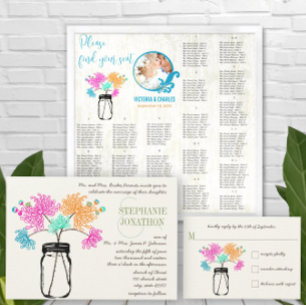 Convite Romântica Firefly Mason Jar Wedding
