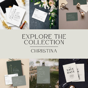 Reserve A Data Monograma Mínimo Floresta Escura Verde Código QR V