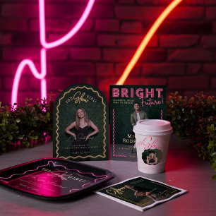 Foto De Graduação De Néon Azul De Luz Brilhante