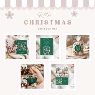 Cartão De Festividades Esta É A Época 4 Foto Retro Natal Verde