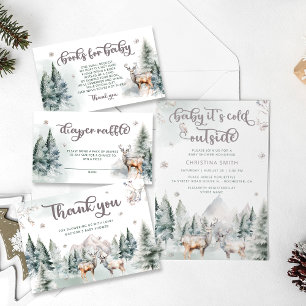 Convite Querida, é frio lá fora, veados, Chá de fraldas má