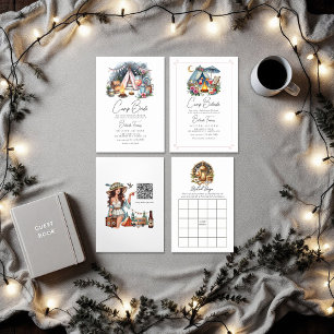 Convite Itinerário do Fim de Semana da Noiva do Campo Chic