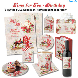 Convite Vintage Retro Tea Party Red Polkadot Aniversário