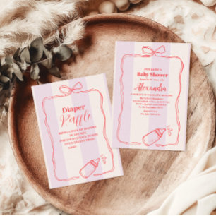 Cartão De Informações Livros de Arco de Coquetel com Faixa Rosa para Beb