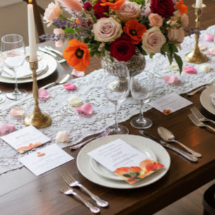 Convite Elegante White Red Poppy gentilmente Responda