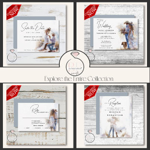 Cartão De Informações Casamento Rustic Cowboy Watercolor