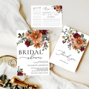 Cartões de agradecimentos Floral Terracotta Burgun