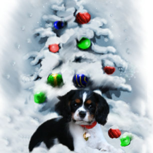 Cartão De Festividades Presentes de Natal do Cavalier King Charles Spanie