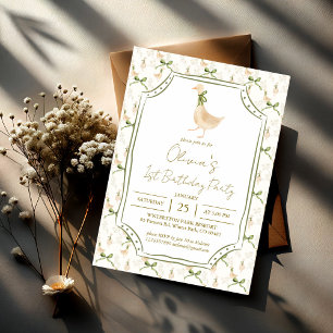 Convite Festa de aniversário do berçário de Goose rima