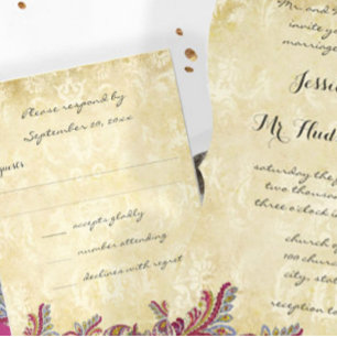 Convite Casamento de Paisley com Raspberry Peacock