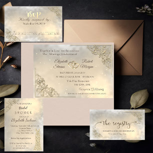 Convite Placa RSVP de Quadro Dourado Elegante