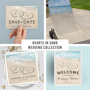 Convite Foto Tropical Vintage Beach Heart Wedding