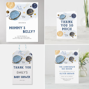 Convite Chá de fraldas de Tema do Espaço de Aquarela do Pl