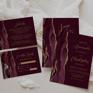 Cartão RSVP Casamento Dourado com Script de Caligrafia de Agat