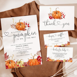 Convite A abóbora está a caminho do chá de fraldas