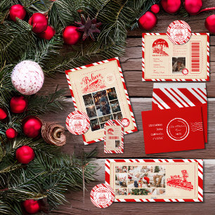 Cartão De Festividades Bilhete de Natal Polar Express de 9 Fotos