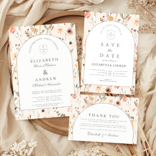 Cartão De Agradecimento Jardim de Casamento Delicado de Flores Silvestres