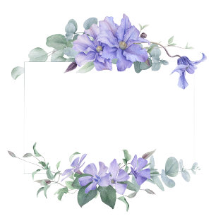 Convite Casamento de quadro Elegante periwinkle clematis