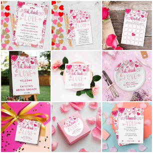 Convite chá de panela de Dia de os namorados "Comer, Beber