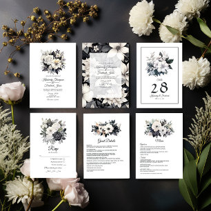 Numeração De Mesa Casamento Floral Negro e Branco