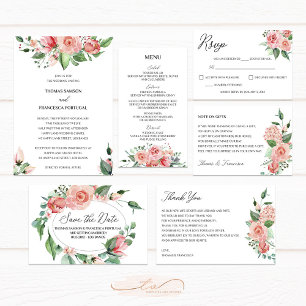 Convite De Casamento De rosa Floral Watercolor