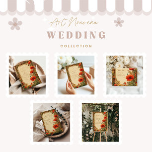 Convite Art Nouveau Poppy Wedding