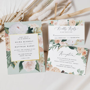 Cartão RSVP de Casamento Floral Moderno Boho Bloom