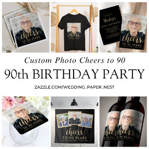 Camiseta Festa de Aniversário de 90 Anos com Foto Personali
