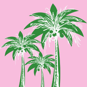 Guardanapo De Papel Árvore verde rosa, preppy Summer Beach Tropical