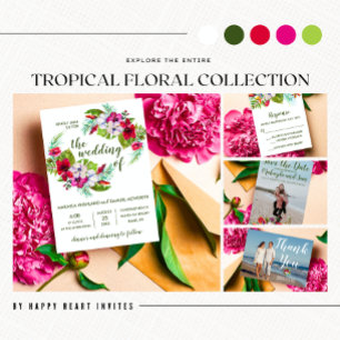 Convite Casamento floral tropical do verde do hibiscus da