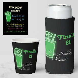 Convite Neon Bebidas E Festa De aniversário de 21 anos Dan