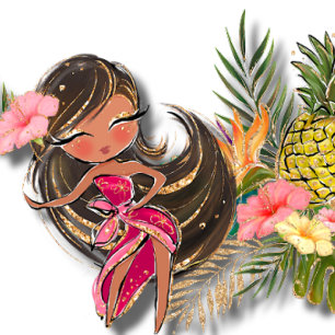 Convite Aloha Glitter Chá de casamento